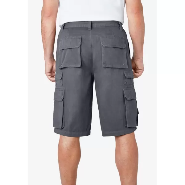 Boulder Creek by Kingsize Mens Big ampamp Tall SideElastic Stacked Cargo Pocket ShortsSteel