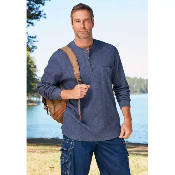 Boulder Creek by Kingsize Mens Big ampamp Tall Tall Thermal Pocket LongerLength HenleyBlack 5221