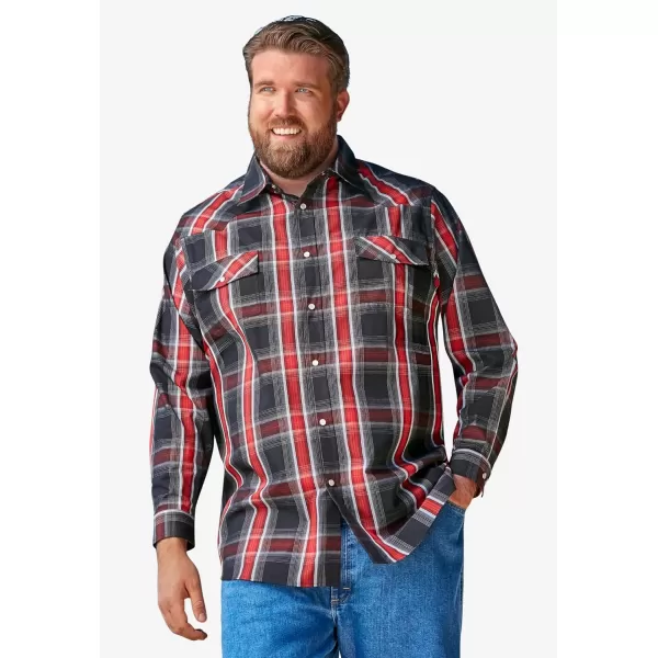 KingSize Boulder Creek Mens Big ampamp Tall Tall Western Snap Front ShirtBlack Denim