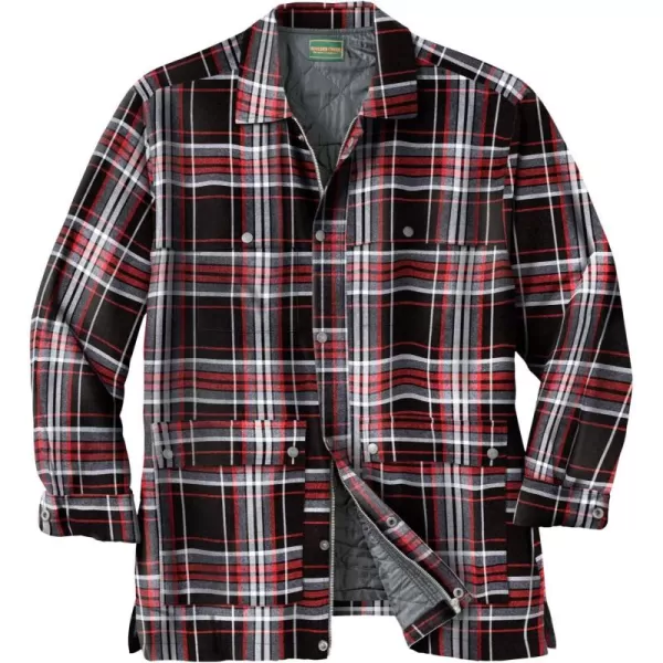 Boulder Creek by KingSize Mens Big ampamp Tall Flannel Full Zip Snap Closure Renegade Shirt JacketBlack Plaid