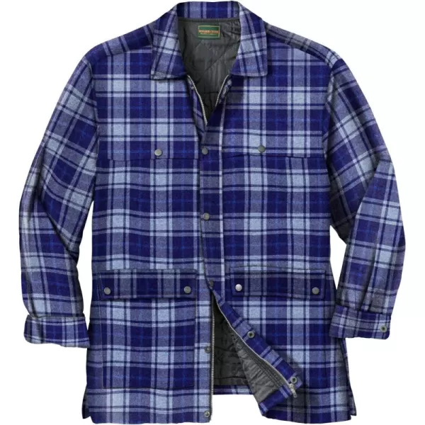 Boulder Creek by KingSize Mens Big ampamp Tall Flannel Full Zip Snap Closure Renegade Shirt JacketNavy Plaid