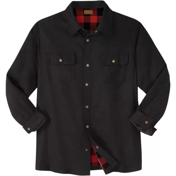 Boulder Creek by KingSize Mens Big ampamp Tall FlannelLined Twill Shirt JacketBlack