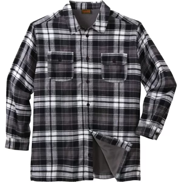 Boulder Creek by KingSize Mens Big ampamp Tall FleeceLined Flannel Shirt JacketBlack Plaid