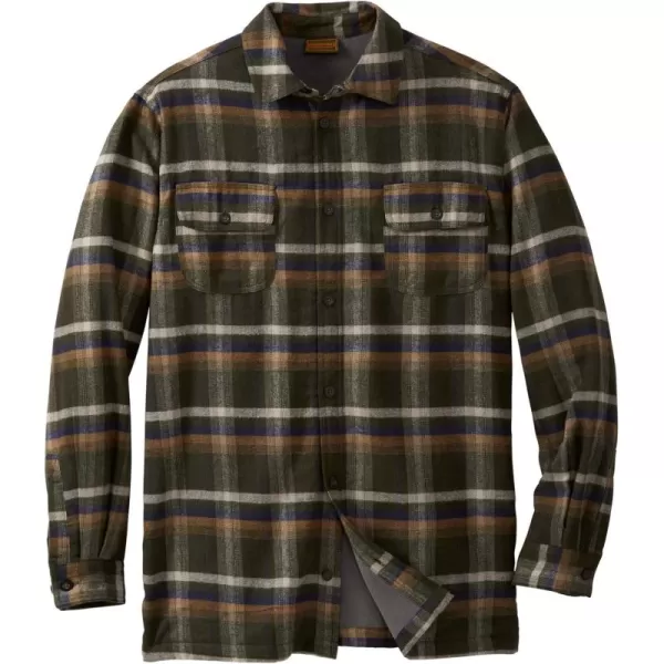 Boulder Creek by KingSize Mens Big ampamp Tall FleeceLined Flannel Shirt JacketForest Green Plaid