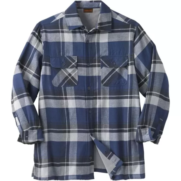 Boulder Creek by KingSize Mens Big ampamp Tall FleeceLined Flannel Shirt JacketNavy Plaid