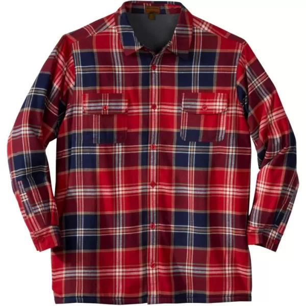 Boulder Creek by KingSize Mens Big ampamp Tall FleeceLined Flannel Shirt JacketTrue Red Plaid