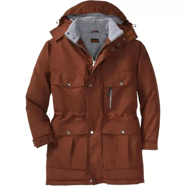 Boulder Creek by KingSize Mens Big ampamp Tall FleeceLined Parka With Detachable Hood And 6 PocketsBrown