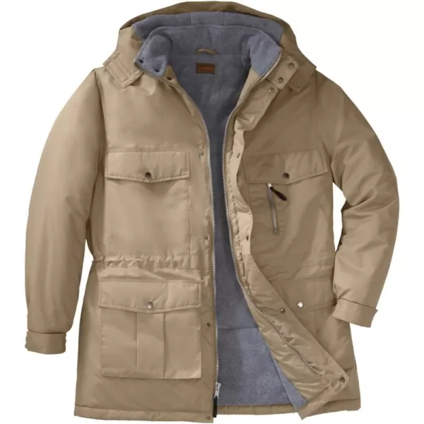 Boulder Creek by KingSize Mens Big ampamp Tall FleeceLined Parka With Detachable Hood And 6 PocketsDark Khaki