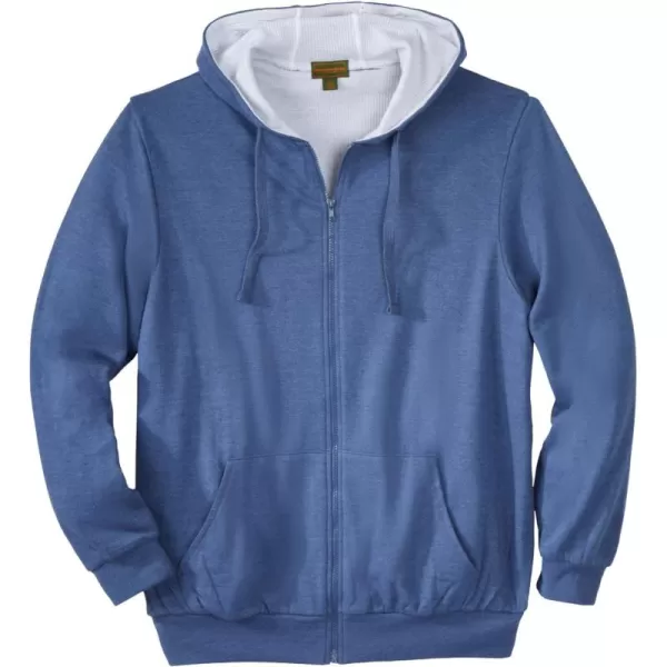 Boulder Creek by KingSize Mens Big ampamp Tall FullZip Thermal HoodieHeather Slate Blue