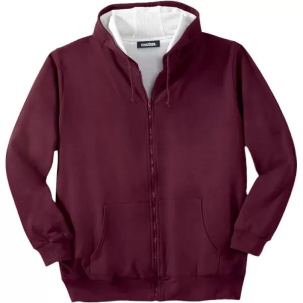 Boulder Creek by KingSize Mens Big ampamp Tall FullZip Thermal HoodieRich Burgundy