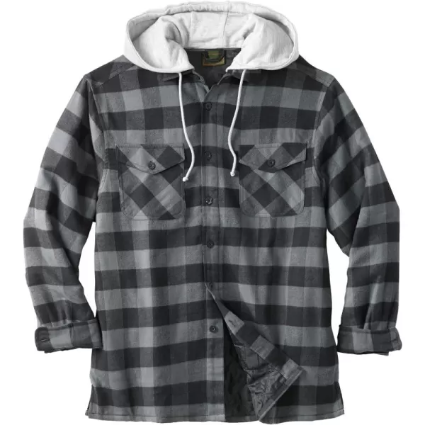 Boulder Creek by KingSize Mens Big ampamp Tall Removable Hooded Shirt JacketBlack Buffalo Check