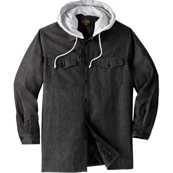 Boulder Creek by KingSize Mens Big ampamp Tall Removable Hooded Shirt JacketBlack Denim