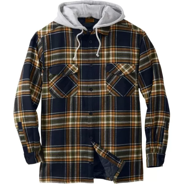 Boulder Creek by KingSize Mens Big ampamp Tall Removable Hooded Shirt JacketBlack Plaid