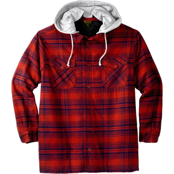 Boulder Creek by KingSize Mens Big ampamp Tall Removable Hooded Shirt JacketBordeaux Plaid