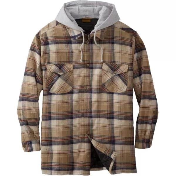 Boulder Creek by KingSize Mens Big ampamp Tall Removable Hooded Shirt JacketDark Khaki Plaid