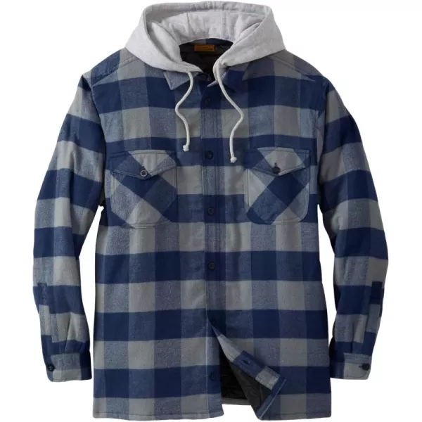 Boulder Creek by KingSize Mens Big ampamp Tall Removable Hooded Shirt JacketNavy Buffalo Check