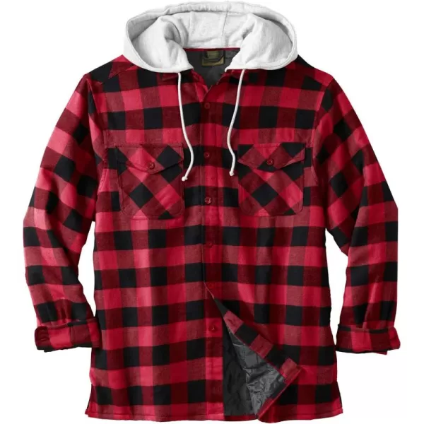 Boulder Creek by KingSize Mens Big ampamp Tall Removable Hooded Shirt JacketRed Buffalo Check