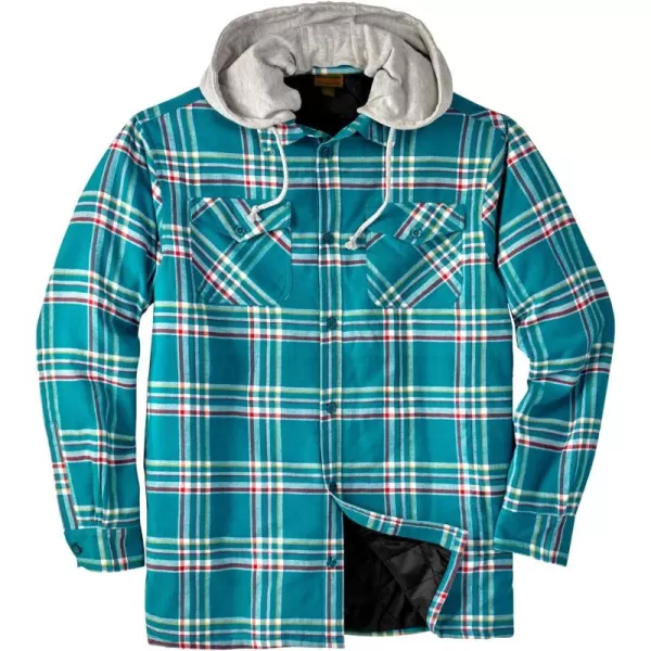 Boulder Creek by KingSize Mens Big ampamp Tall Removable Hooded Shirt JacketSea Green Plaid