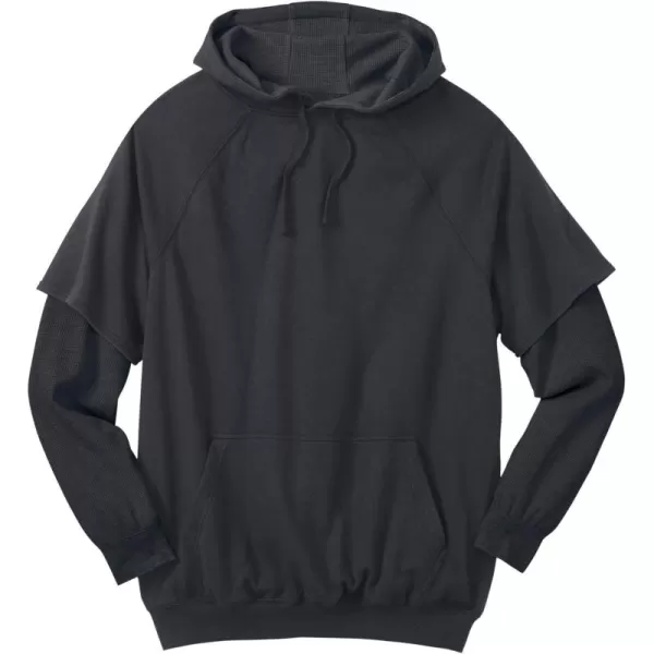 Boulder Creek by KingSize Mens Big ampamp Tall Tall ThermalLined Layered Look HoodieHeather Charcoal