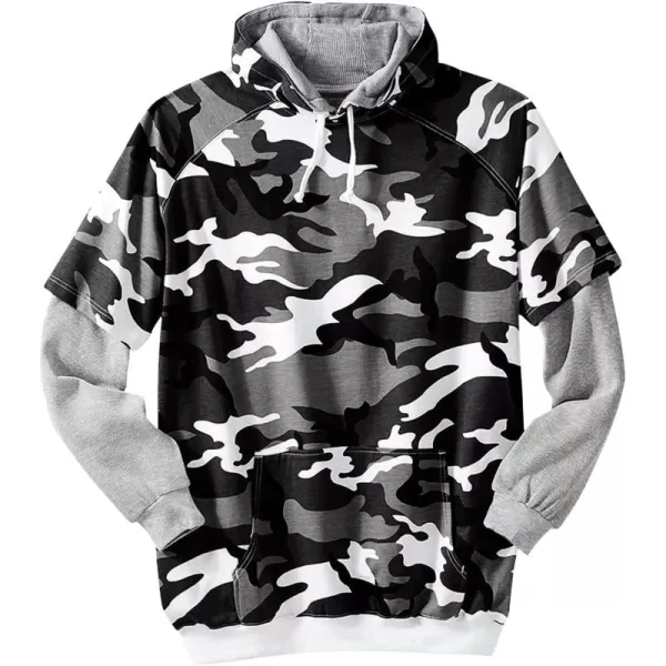 Boulder Creek by KingSize Mens Big ampamp Tall Tall ThermalLined Layered Look HoodieSteel Camo