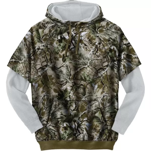 Boulder Creek by KingSize Mens Big ampamp Tall Tall ThermalLined Layered Look HoodieWoods Camo