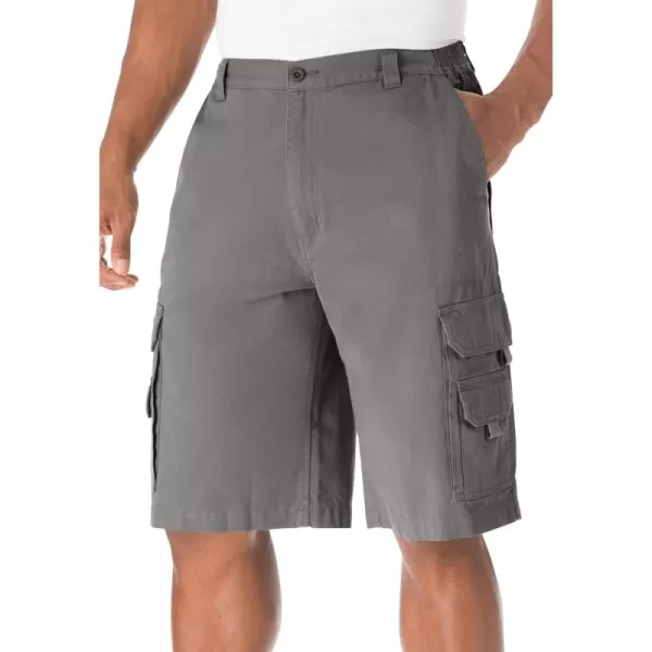 Boulder Creek by Kingsize Mens Big ampamp Tall 12quot Side Elastic Denim Cargo ShortsCharcoal