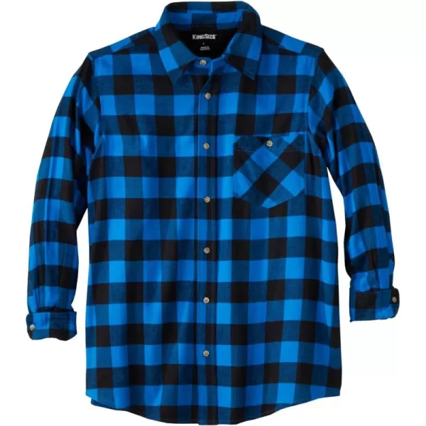 Boulder Creek by Kingsize Mens Big ampamp Tall Flannel ShirtBright Blue Buffalo Check