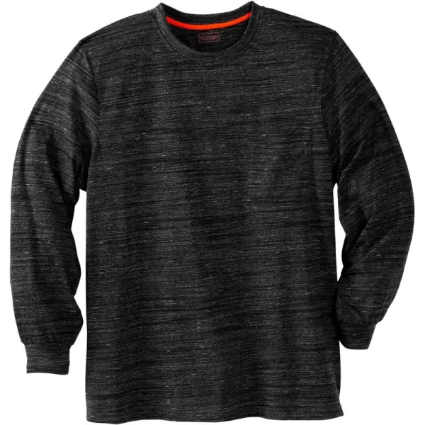 Boulder Creek by Kingsize Mens Big ampamp Tall Heavyweight Crewneck LongSleeve Pocket TShirtBlack Marl