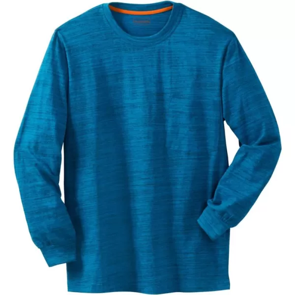 Boulder Creek by Kingsize Mens Big ampamp Tall Heavyweight Crewneck LongSleeve Pocket TShirtClassic Teal Marl