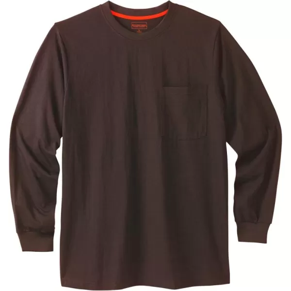 Boulder Creek by Kingsize Mens Big ampamp Tall Heavyweight Crewneck LongSleeve Pocket TShirtDark Brown