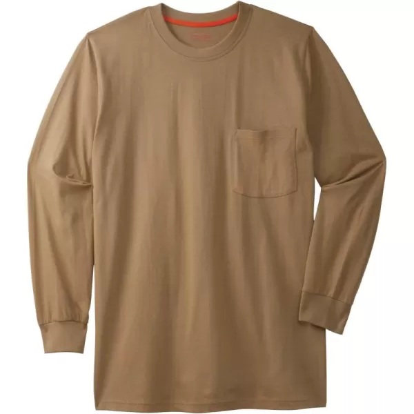 Boulder Creek by Kingsize Mens Big ampamp Tall Heavyweight Crewneck LongSleeve Pocket TShirtDark Khaki