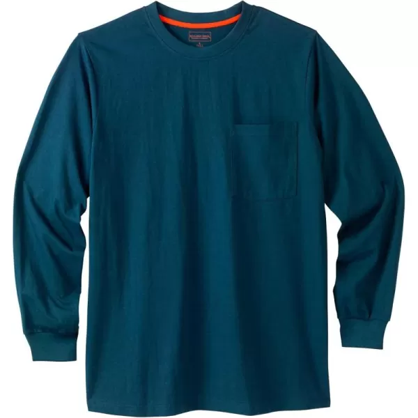 Boulder Creek by Kingsize Mens Big ampamp Tall Heavyweight Crewneck LongSleeve Pocket TShirtMidnight Teal