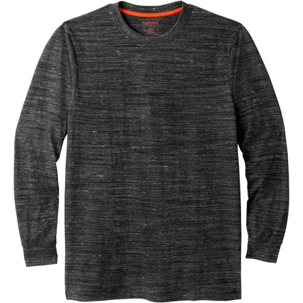 Boulder Creek by Kingsize Mens Big ampamp Tall Heavyweight LongSleeve No Pocket Crewneck TeeBlack Marl