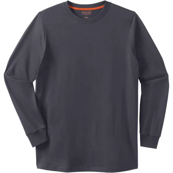 Boulder Creek by Kingsize Mens Big ampamp Tall Heavyweight LongSleeve No Pocket Crewneck TeeCarbon