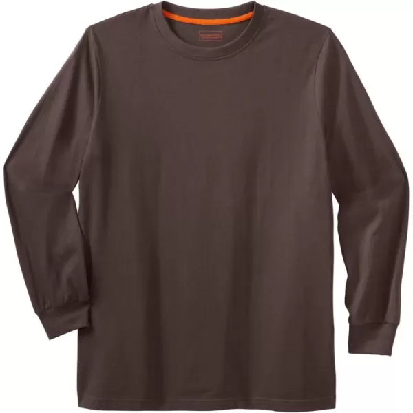 Boulder Creek by Kingsize Mens Big ampamp Tall Heavyweight LongSleeve No Pocket Crewneck TeeDark Brown