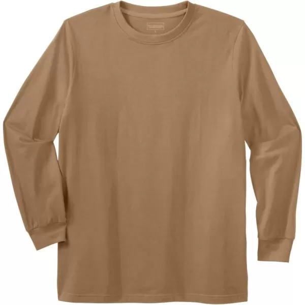 Boulder Creek by Kingsize Mens Big ampamp Tall Heavyweight LongSleeve No Pocket Crewneck TeeDark Khaki