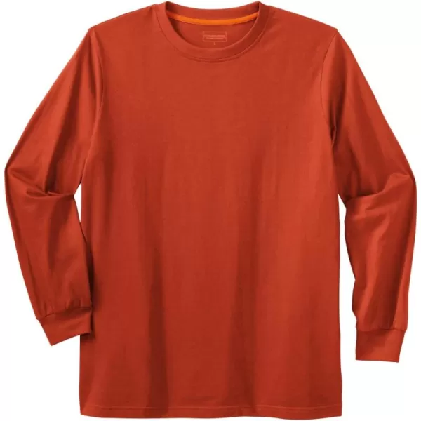 Boulder Creek by Kingsize Mens Big ampamp Tall Heavyweight LongSleeve No Pocket Crewneck TeeDesert Red