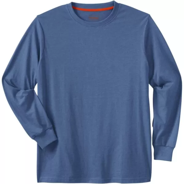 Boulder Creek by Kingsize Mens Big ampamp Tall Heavyweight LongSleeve No Pocket Crewneck TeeHeather Blue