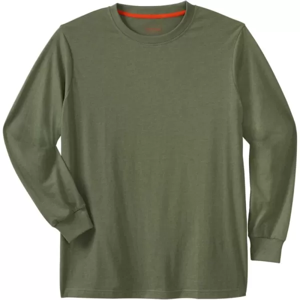 Boulder Creek by Kingsize Mens Big ampamp Tall Heavyweight LongSleeve No Pocket Crewneck TeeHeather Moss