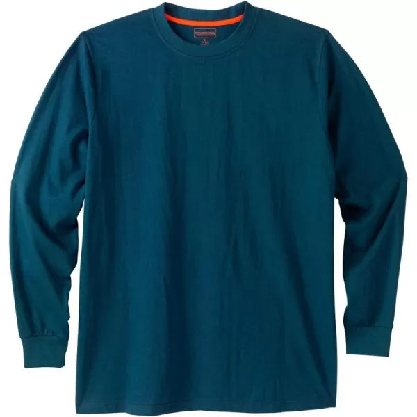 Boulder Creek by Kingsize Mens Big ampamp Tall Heavyweight LongSleeve No Pocket Crewneck TeeMidnight Teal