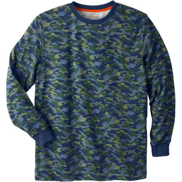 Boulder Creek by Kingsize Mens Big ampamp Tall Heavyweight LongSleeve No Pocket Crewneck TeeNavy Camo