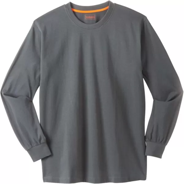 Boulder Creek by Kingsize Mens Big ampamp Tall Heavyweight LongSleeve No Pocket Crewneck TeeSteel