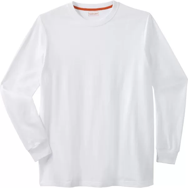 Boulder Creek by Kingsize Mens Big ampamp Tall Heavyweight LongSleeve No Pocket Crewneck TeeWhite