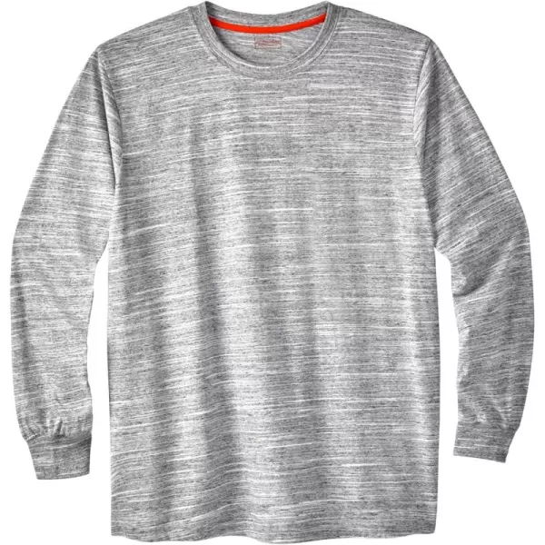 Boulder Creek by Kingsize Mens Big ampamp Tall Heavyweight LongSleeve No Pocket Crewneck TeeWhite Marl