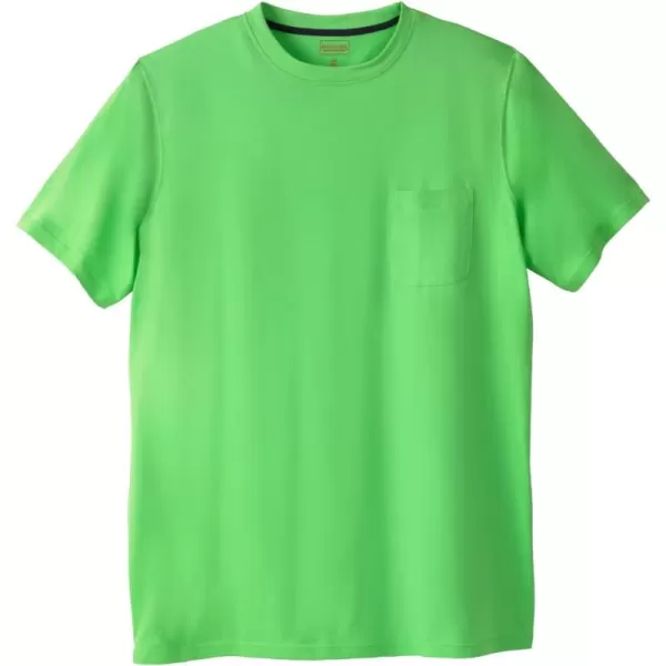 Boulder Creek by Kingsize Mens Big ampamp Tall Heavyweight LongerLength Pocket Crewneck TShirtElectric Green