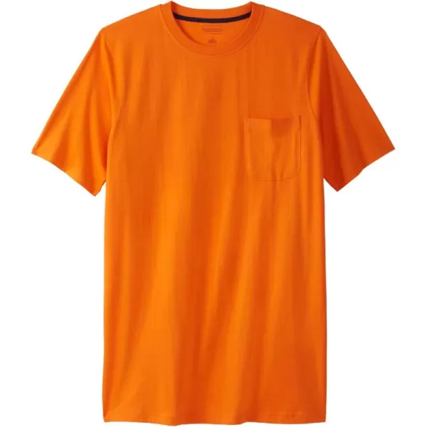 Boulder Creek by Kingsize Mens Big ampamp Tall Heavyweight LongerLength Pocket Crewneck TShirtElectric Orange