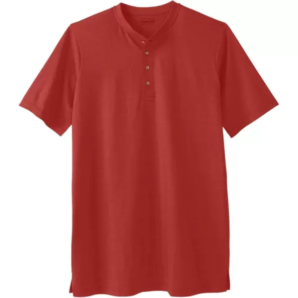 Boulder Creek by Kingsize Mens Big ampamp Tall Heavyweight LongerLength ShortSleeve Henley ShirtDark Red