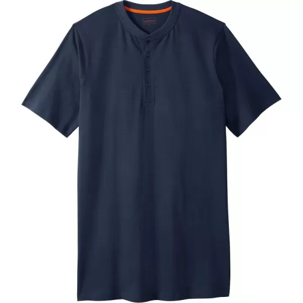 Boulder Creek by Kingsize Mens Big ampamp Tall Heavyweight LongerLength ShortSleeve Henley ShirtNavy