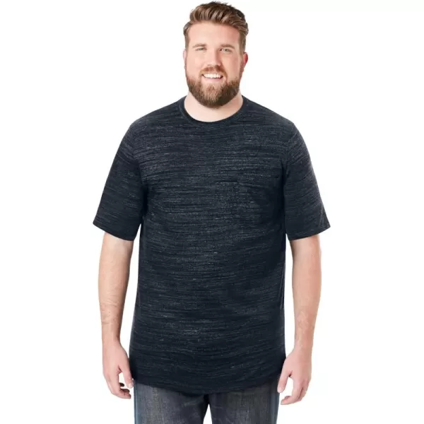 Boulder Creek by Kingsize Mens Big ampamp Tall Heavyweight Pocket Crewneck TShirtBlack Marl