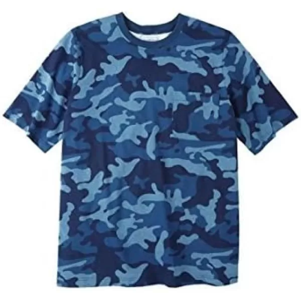 Boulder Creek by Kingsize Mens Big ampamp Tall Heavyweight Pocket Crewneck TShirtBlue Indigo Camo